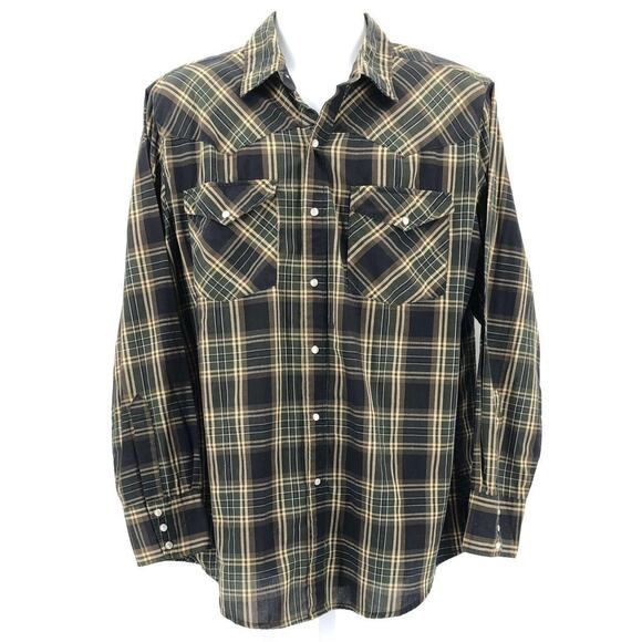 Y2k black plaid western shirt 2000s vintage - Picture 1 of 4